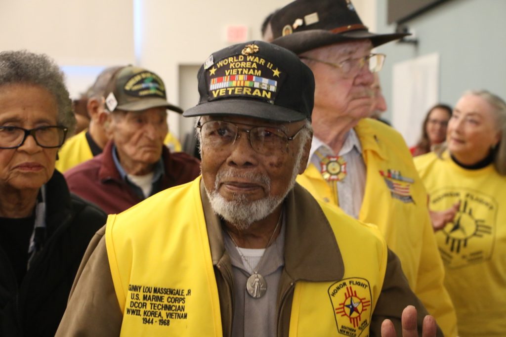 Photo of a Vetaran at Honor Flight Reunion Photo at Burrell College