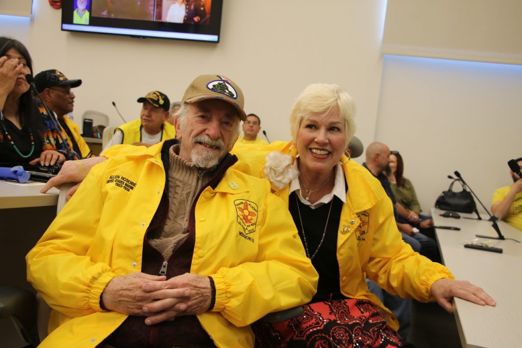 Honor Flight Reunion attendees at Burrell College in New Mexico, man and woman.