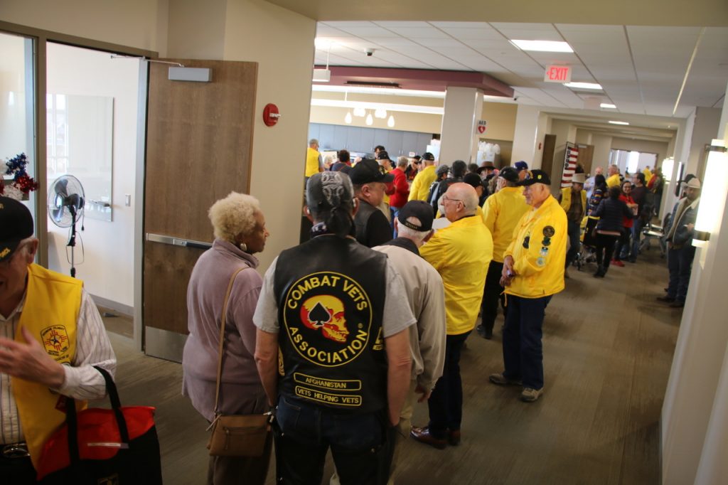 Honor Flight Reunion attendees lining up at the Burrell College in New Mexico